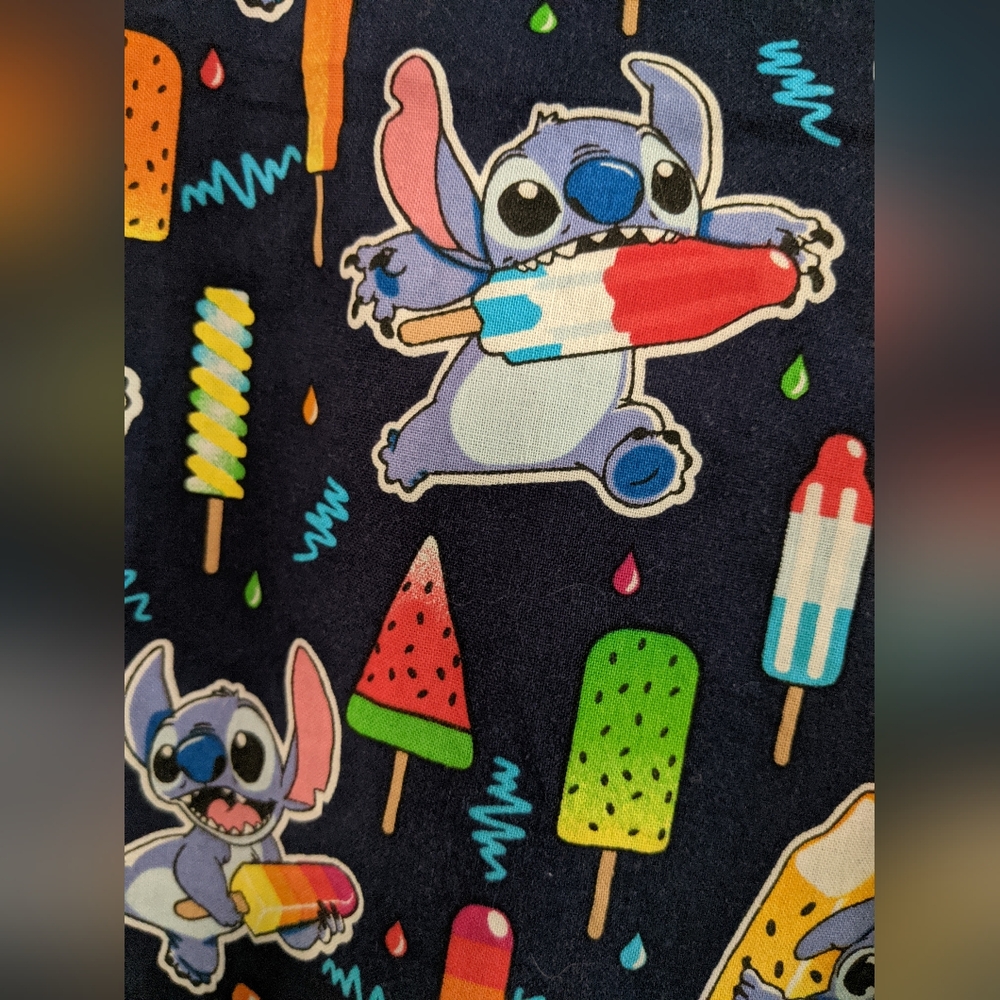 Disney Lilo Stitch Scrub Top Medical Office Uniform Patriotic Costume Cute - Picture 7 of 9